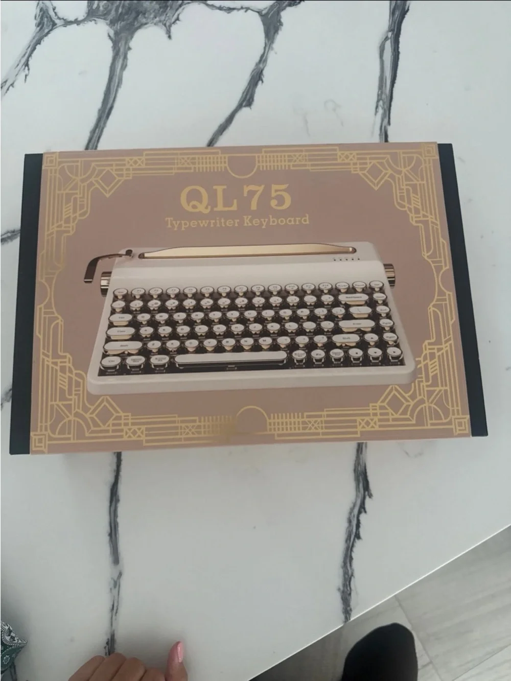YUNZII White & Rose Gold Retro Typewriter Keyboard